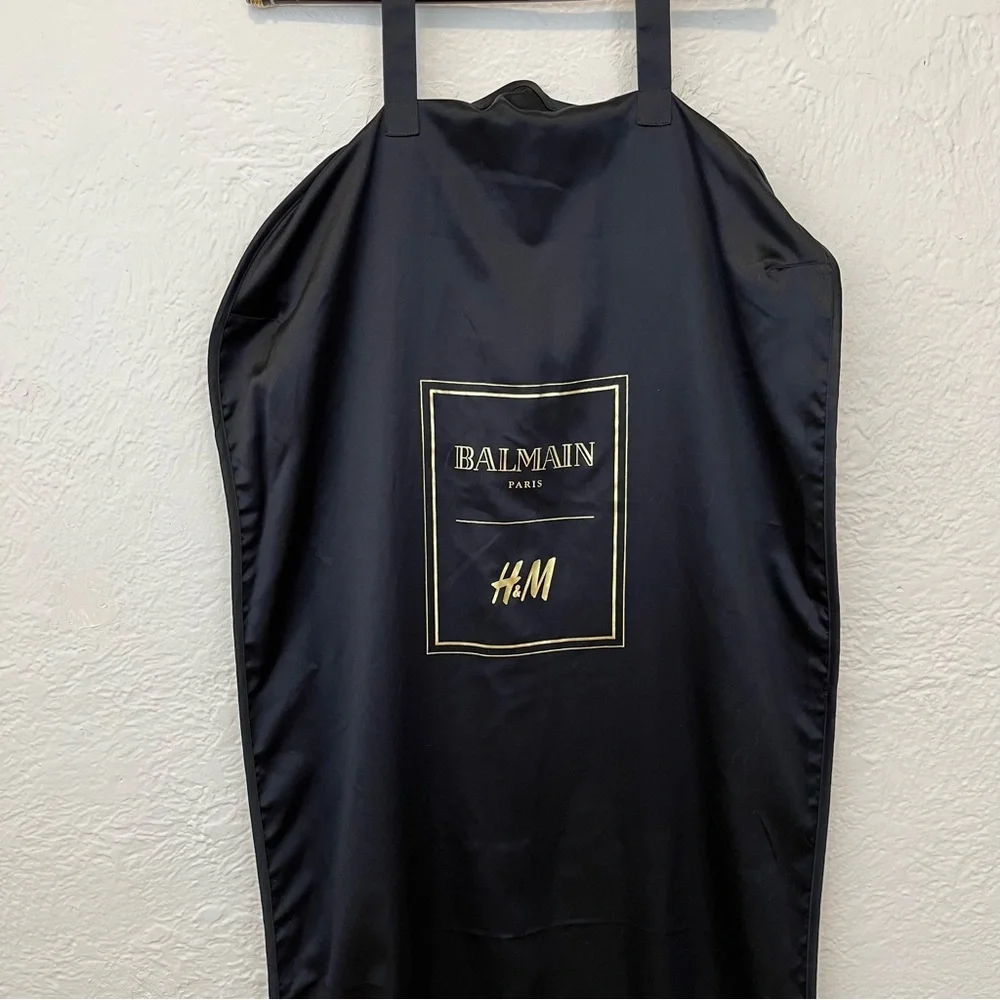 Balmain Paris H&M Garment Dust Bag Travel Black Satin 56x22